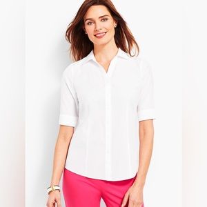 Talbots White Elbow-Length Sleeve Perfect Shirt Size 18